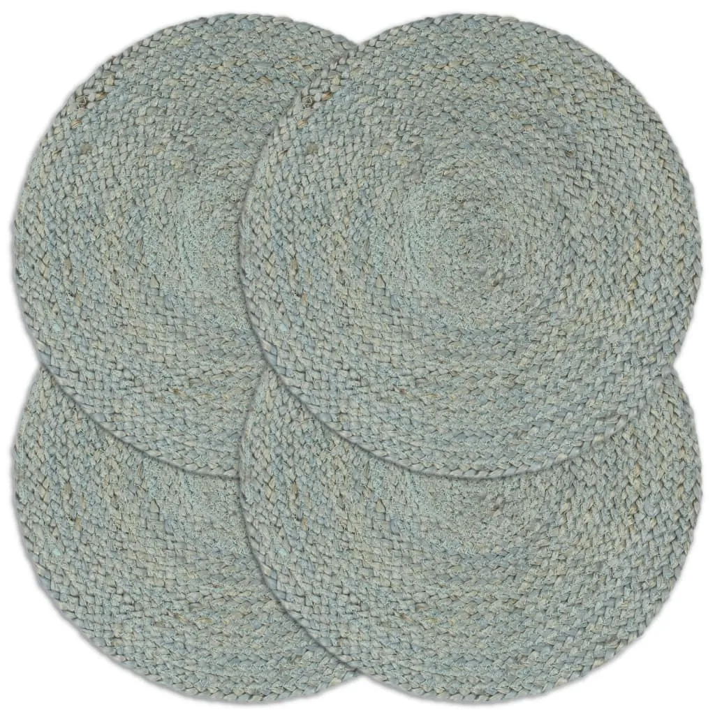 Placemats 4 pcs Plain Olive Green 38 cm Round Jute