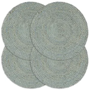 Placemats 4 pcs Plain Olive Green 38 cm Round Jute