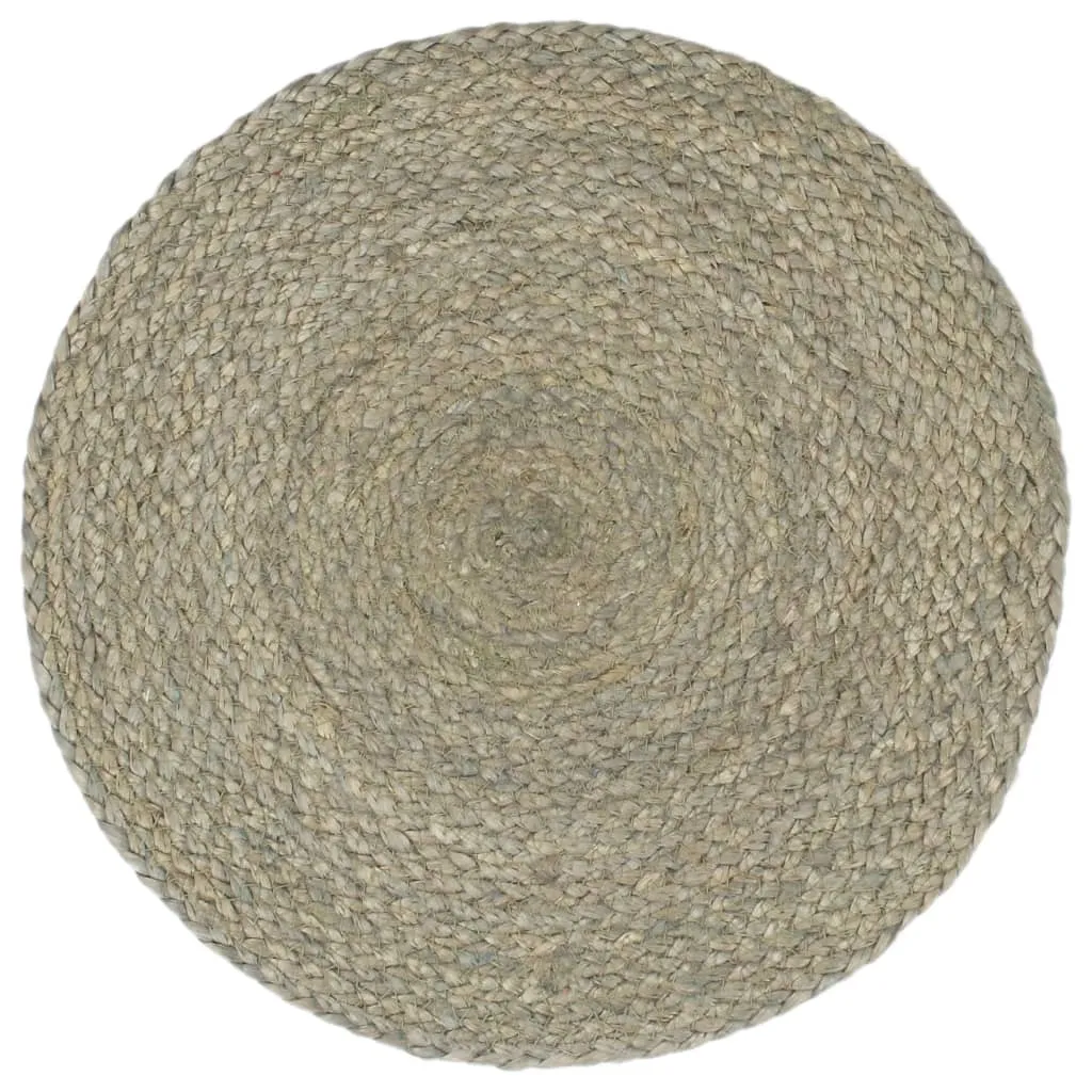 Placemats 6 pcs Plain Grey 38 cm Round Jute