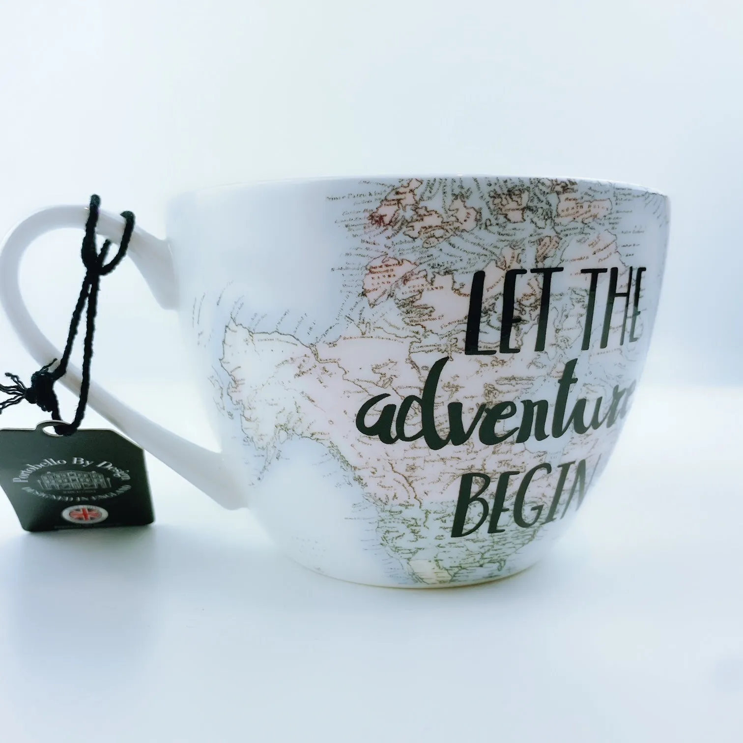 Portobello By Design 'Let the Adventure Begin' Bone China XL Coffee Mug Tea Cup