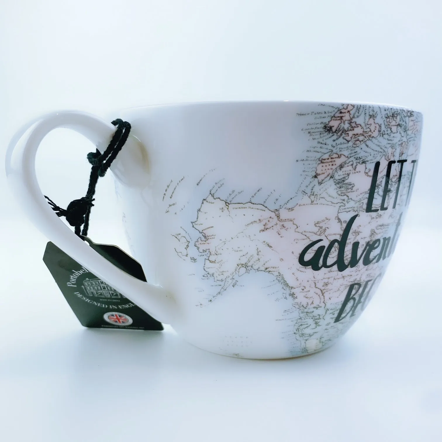 Portobello By Design 'Let the Adventure Begin' Bone China XL Coffee Mug Tea Cup