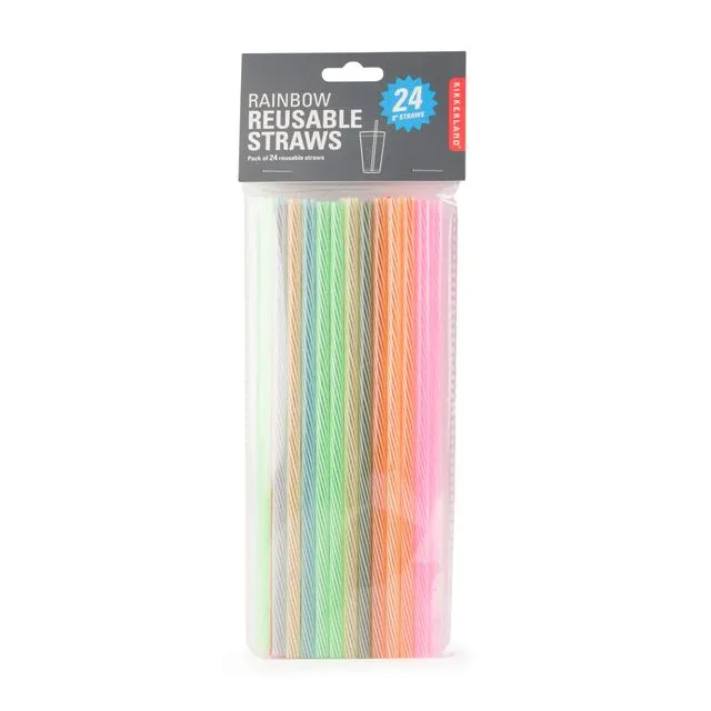 RAINBOW REUSABLE STRAWS 8 INCH