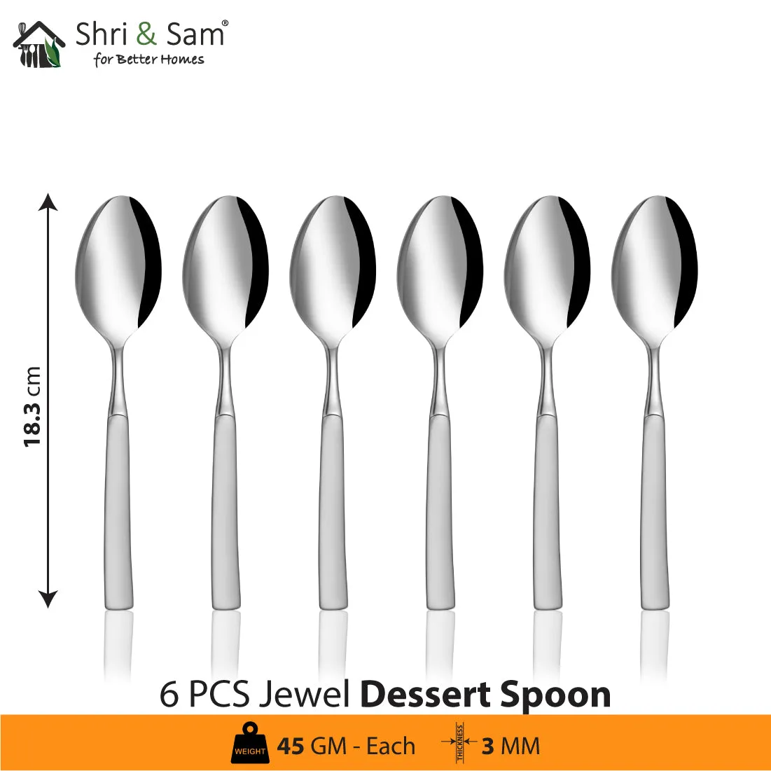 Stainless Steel 24 PCS Cutlery Set (6 Pcs Tea Spoon, 6 Pcs Dessert Spoon, 6 Pcs Dessert Fork and 6 Pcs Dessert Knife) with Leather Box Jewel