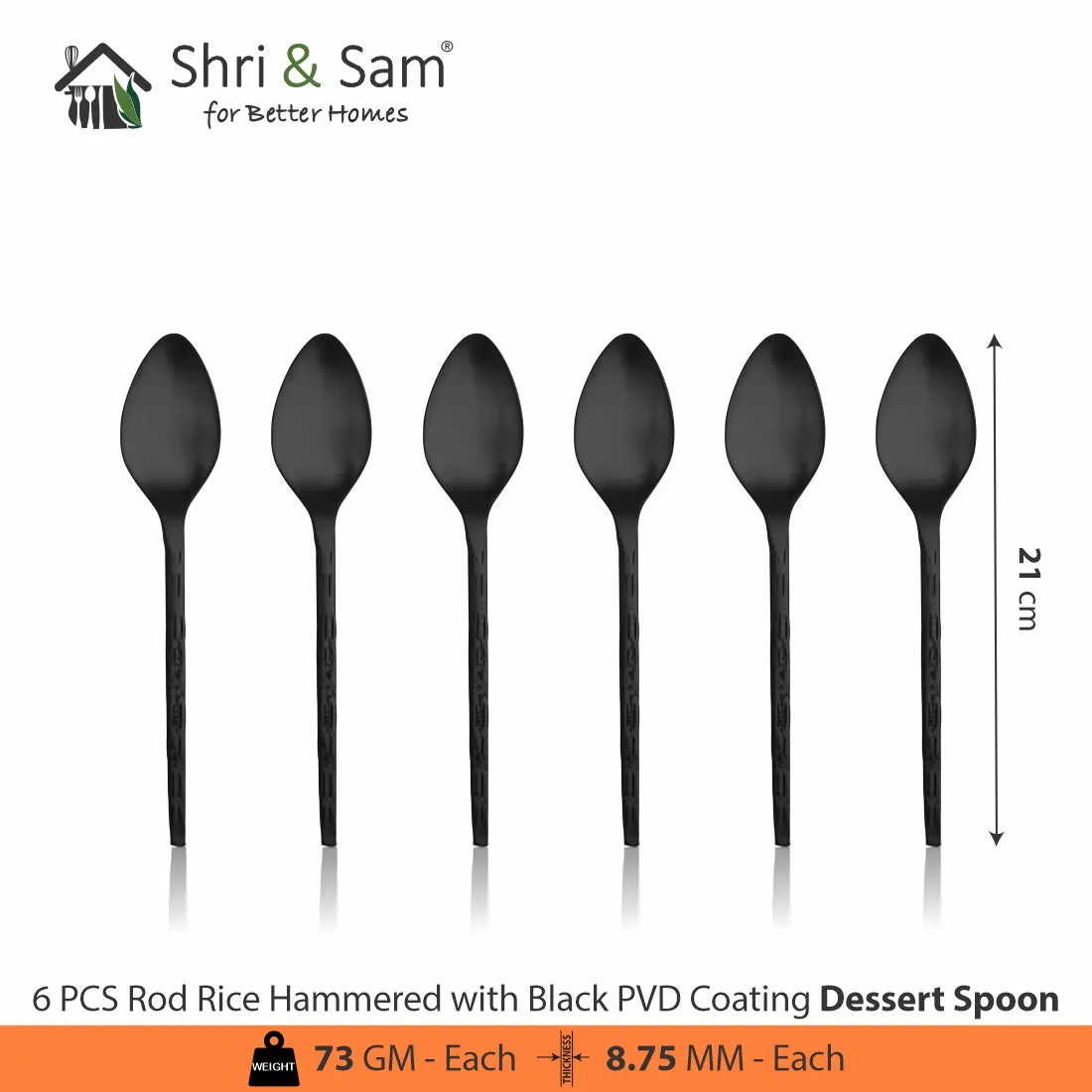 Stainless Steel Hand Crafted 24 PCS Cutlery Set with PVD Coating Rod Rice Hammered