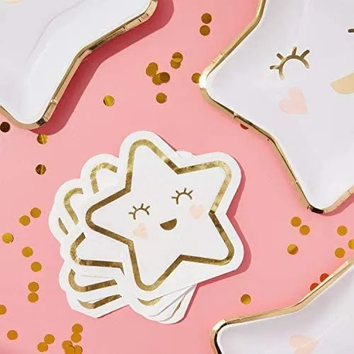 Twinkle Little Star Paper Napkins for Baby Shower, Gender Reveal Party (50 Pack)