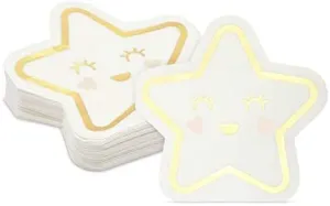 Twinkle Little Star Paper Napkins for Baby Shower, Gender Reveal Party (50 Pack)