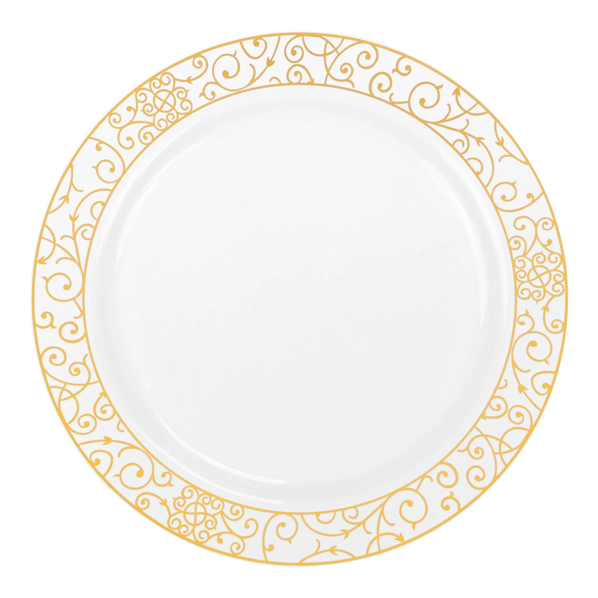 Venetian Disposable Plastic Plates 40 pcs Combo Pack - White Gold-Trimmed