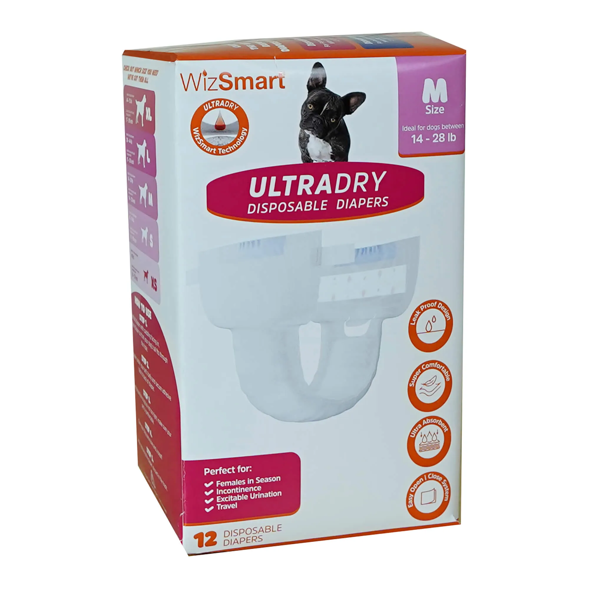 WizSmart UltraDry Disposable Diapers, 12 ct